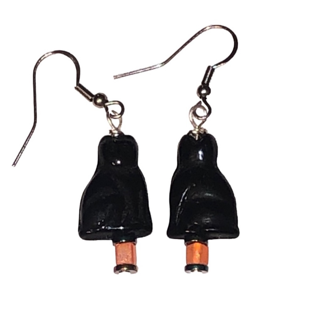 HANDMADE Black Cat BEAD Halloween Holiday Unbranded Earrings - Picture 1 of 7